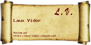Laux Vidor névjegykártya